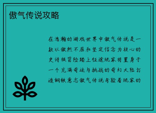 傲气传说攻略